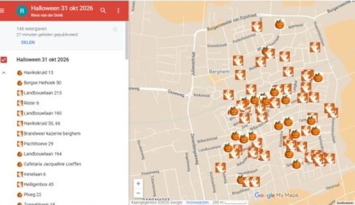 80 locaties in Berghem voor vanavond bij Halloween 'Trick or Treat'!