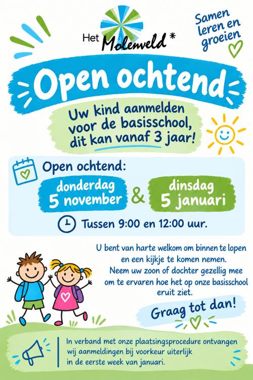 Kennismaken met Het Molenveld? Kom gerust binnen!