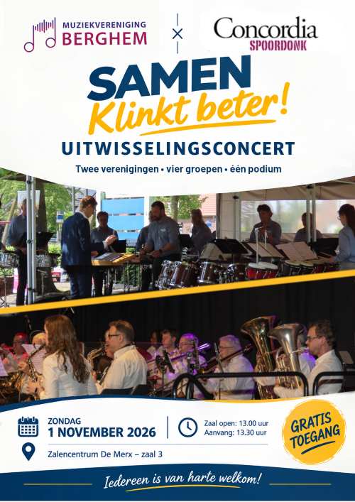Uitwisselingsconcert Muziekvereniging Berghem en Muziekvereniging Concordia Spoordonk