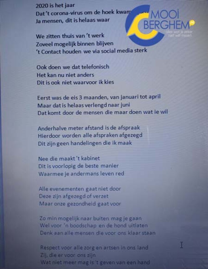 Ongebruikt Mooiberghem.nl - Schitterende gedicht 'Corona' vanuit OQ-44